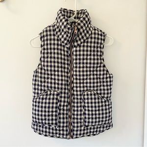 HOW VERY LOVED navy and white checkered zip up puffer vest